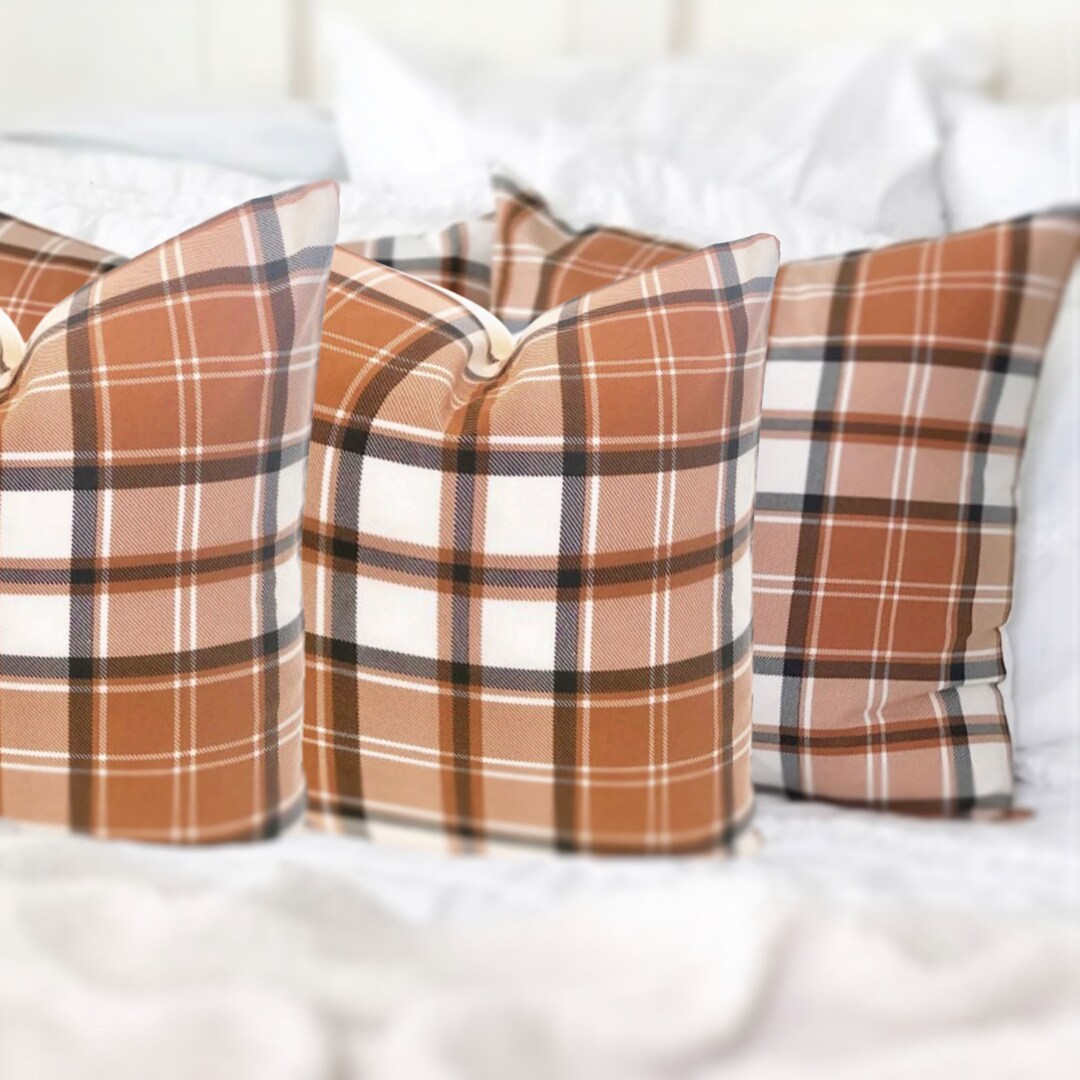 Fall Pillow Covers 16x16 Inch - Pumpkin & Bonfire Flannel Linen, Farmhouse Decor, Throw Cushion Cover For Sofa Bedroom
